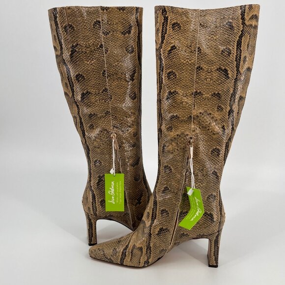 Sam Edelman Sylvia 2 Knee‑High Boot Size 8.5 Tan Python Embossed Leather - Picture 3 of 16